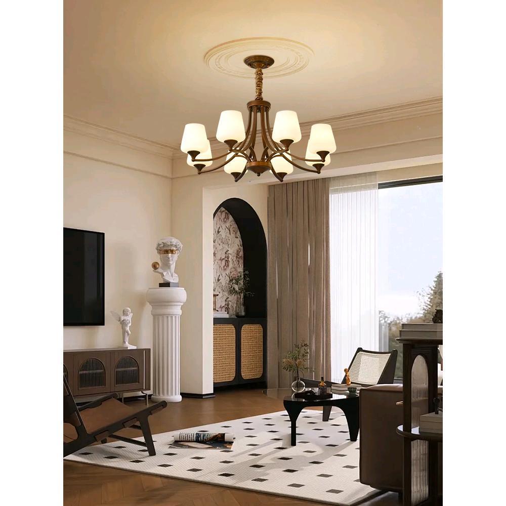 美式吊灯客厅灯乡村复古法式简约灯具中古风大气书房卧室餐厅灯饰