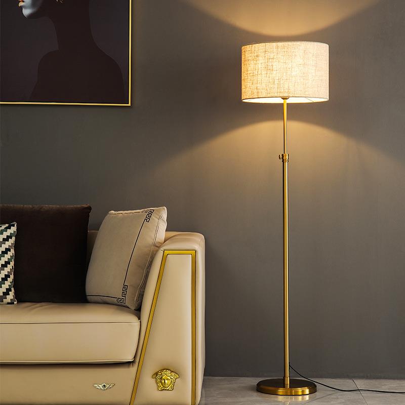 客厅落地灯卧室床头沙发北欧创意美式后现代简约金色布艺立式台灯