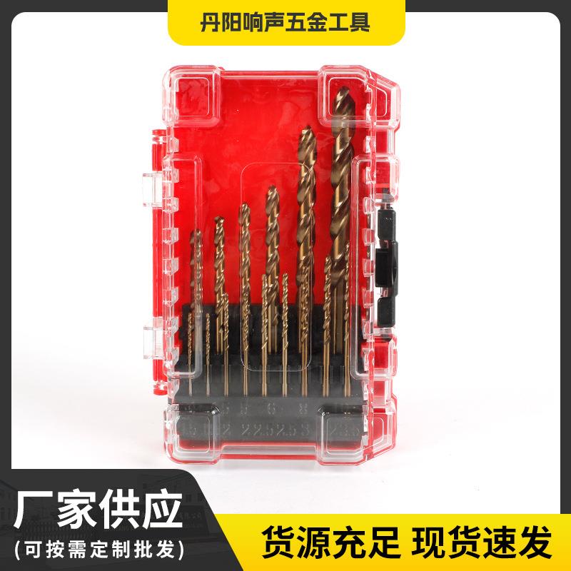 15pc含钴M2烤黄麻花钻 混凝土水泥墙壁混合套装打孔瓷砖钻头