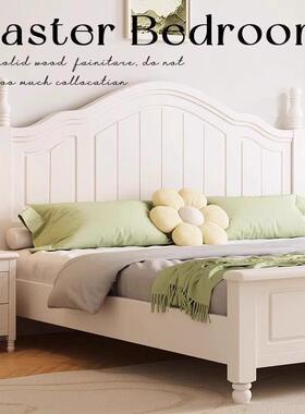 美式白色全实木床现代简约奶油风格人床1.5主卧公主储物床