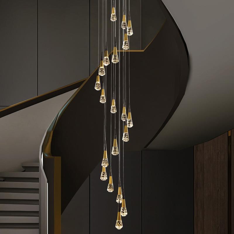 简约创意过道楼梯灯K9水晶灯水滴个性LED吊灯装饰灯具超亮