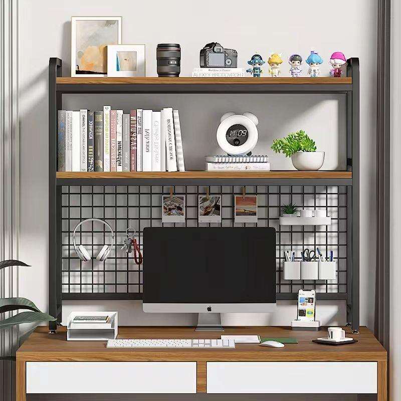 桌面书桌网格架子宿舍桌上洞洞板收纳书架电脑办公桌带层架置物架