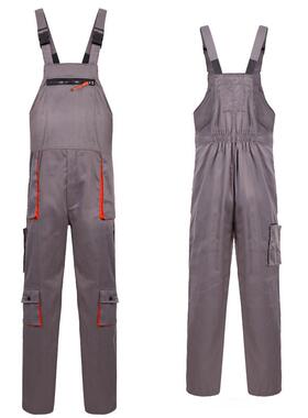 夏季连体工作服套装男 灰色背带裤子 外贸power裤子汽修工作服