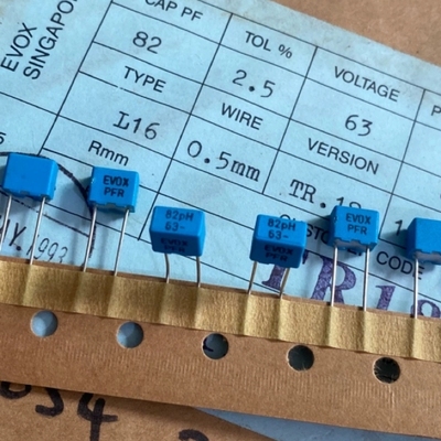 82pf，evox铜脚mkp薄膜电容。实物图，原包装新货，2