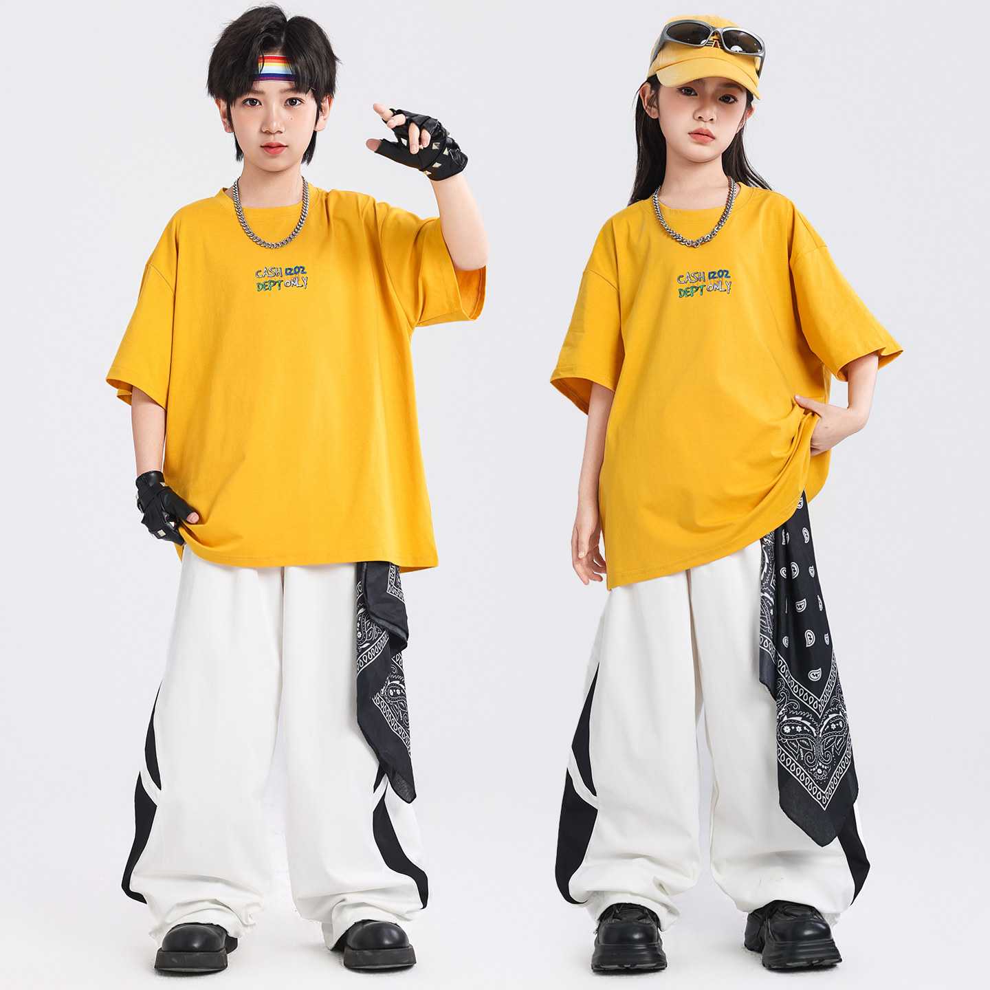 新款酷帅儿童街舞演出服小学生运动会元气班服套装个性女童爵士服