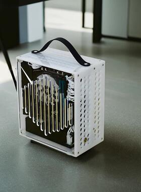 现货包邮mini便携A4手提1U电源迷你ITX独显全透明侧透小主机箱