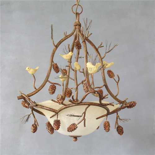 美式乡村仿古创意吊灯艺术小鸟灯欧式客厅吊灯loft工业风灯具