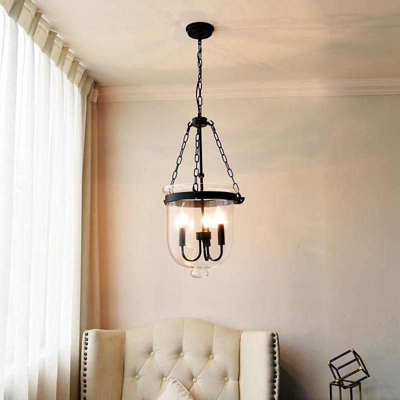 美式乡村吊灯复古玻璃餐厅灯设计师中古走廊厨房岛台灯复式楼梯灯