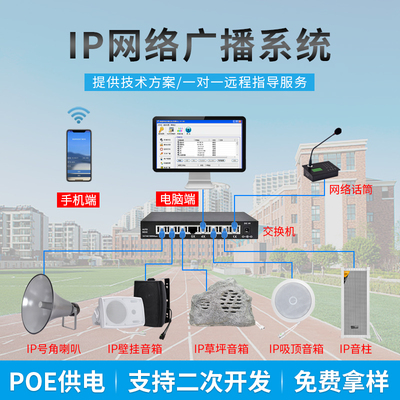 IP网络4G户外POE音柱箱响号角喇叭校园景区农村广播系统防水智能