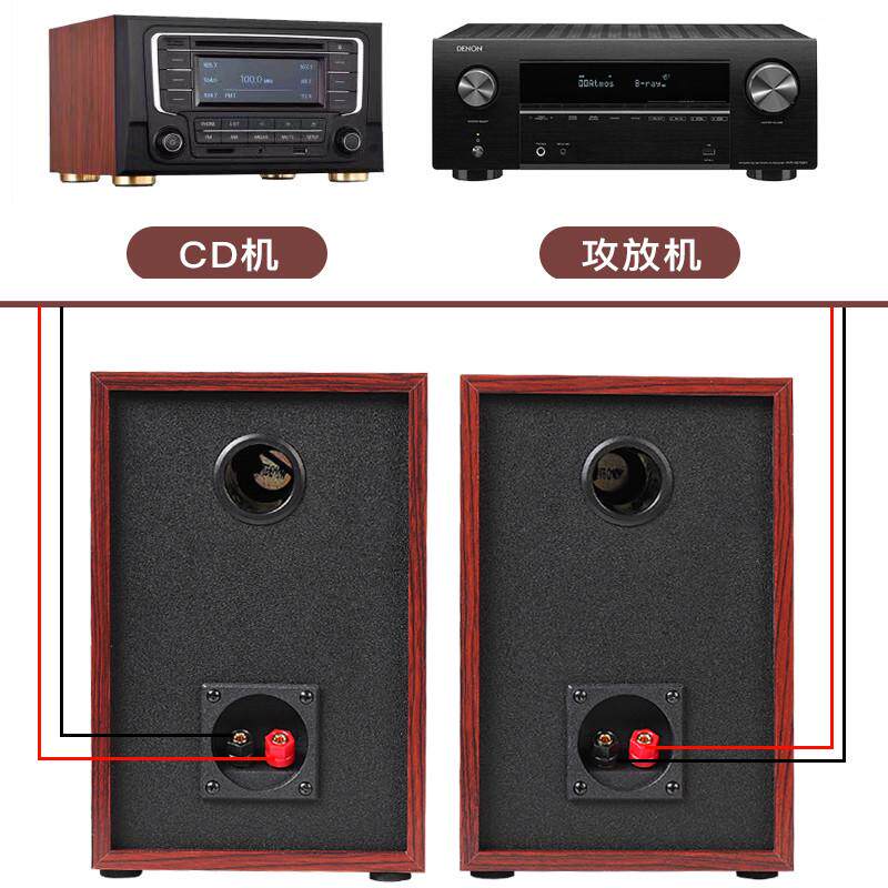 4寸2分频桌面书架无源书架音箱环绕家用木质音箱搭配车载cd机功放