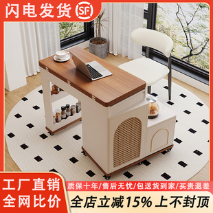 实木多功能旋转移动茶桌茶车带烧水壶小户型家用小茶台可伸缩折叠