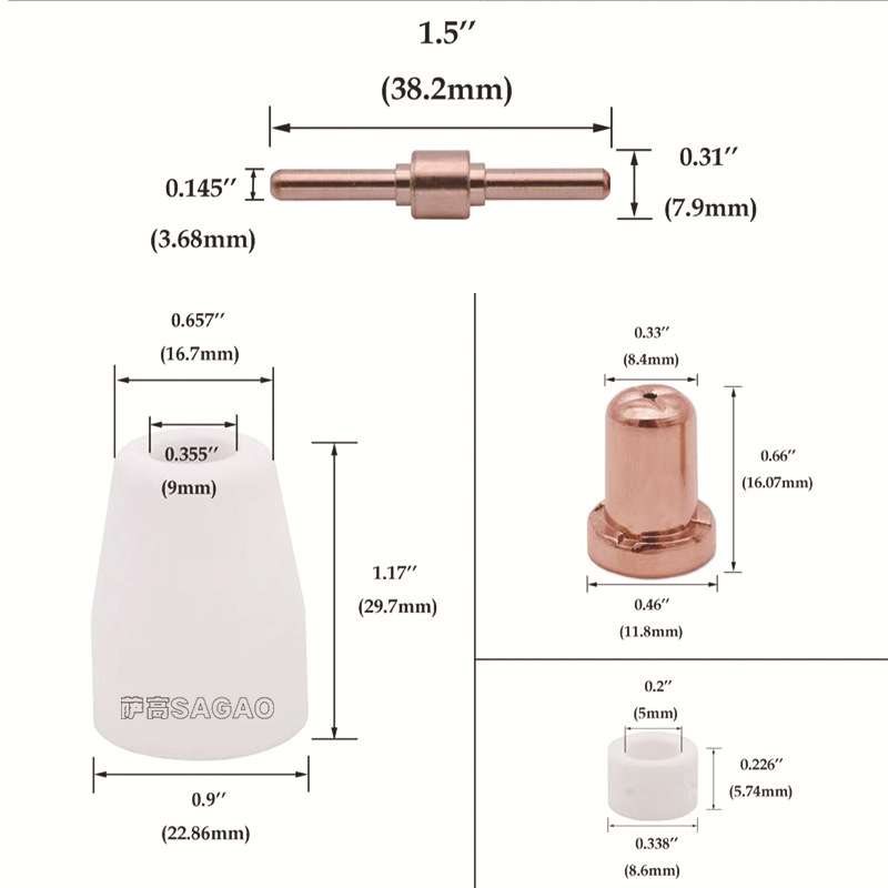 跨境PT31/温州40A等离子切割配件LG40电极喷嘴保护嘴分流器70PCS