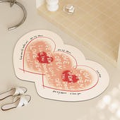 新品 直销喜庆爱心浴室防滑垫耐脏入D户门垫子卫生间吸水硅藻泥地