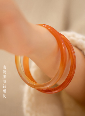 极速网红a新品水冰透温润玉髓美人条手镯气质国风小众细条叮当镯