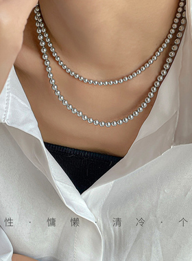 极速网红a新品灰施家强光珍珠14K包金项链小众轻奢气质复古锁骨链