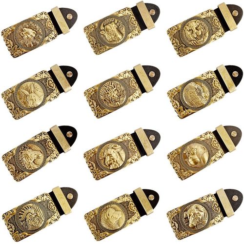 极速十二生肖皮带扣 铜腰带扣男士C中青年红裤皮带腰带扣生日礼品