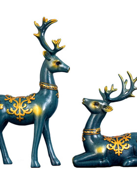 极速鹿树脂摆饰工艺礼品摆饰梅花情侣麋鹿家居客厅U电视柜酒柜装