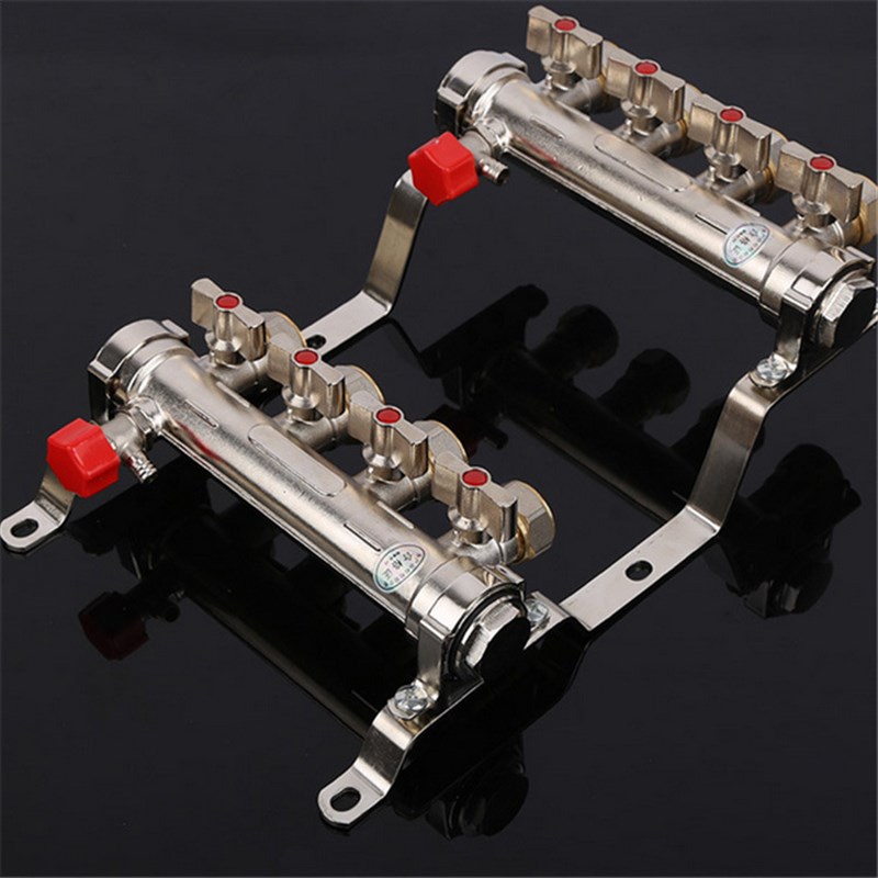 极速工装全铜分集水器全铜锻压一体双阀2至10N路pert地暖管分水器