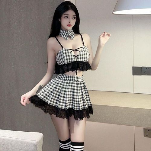 极速新款演出服酒吧DS舞台t性感gogo秀DJ女格子清纯现代爵士舞短