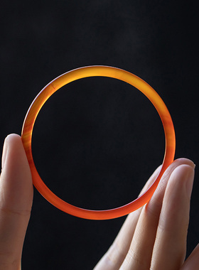 极速天然巴西红玛j瑙手镯细窄边红玉髓水晶镯子复古中国风文艺手