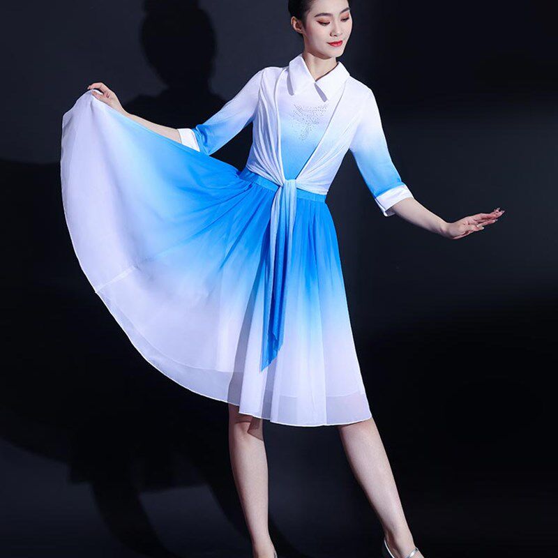 极速现代舞演出服青春活力新款A古典舞连衣裙开场中学生表演合唱