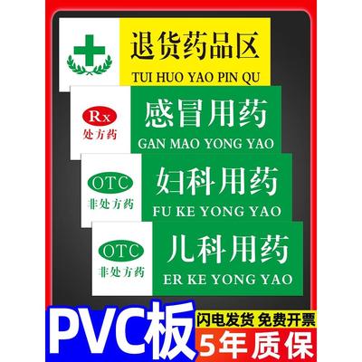 药店药品分类标识牌全套贴纸医院诊所药房区域标签贴纸儿科感冒用药保健食品销售专柜指示贴OTC标示标牌定制