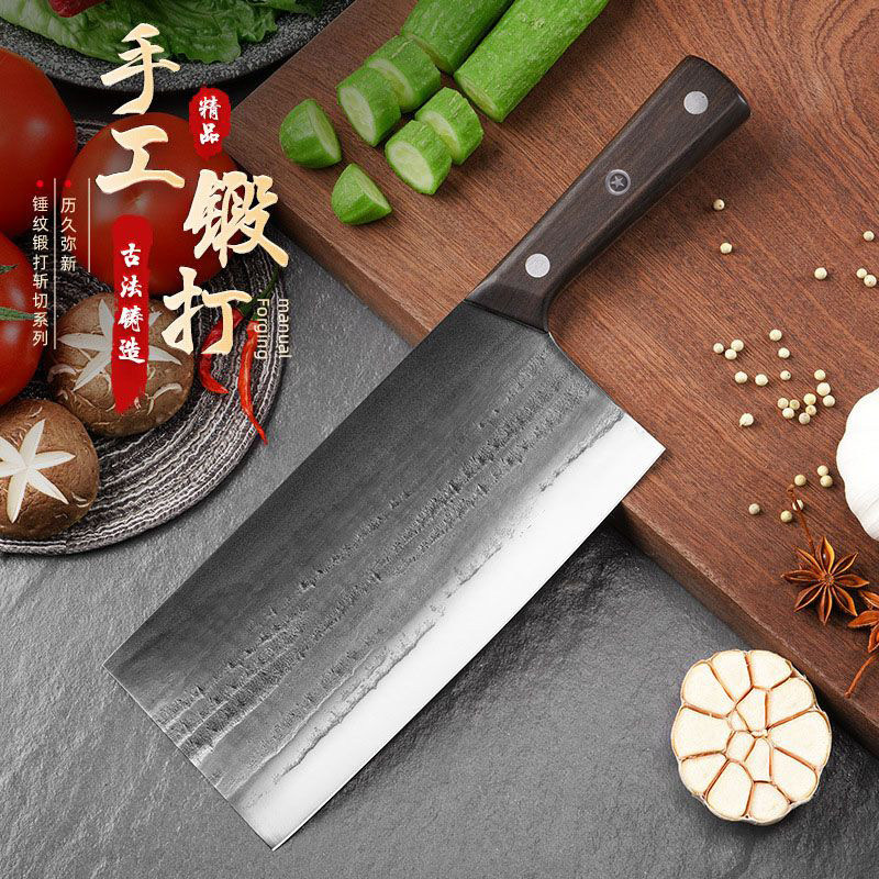 锻打菜刀斩切两用刀高锰钢开刃轴承钢家用第一名阳江剁骨专用刀具