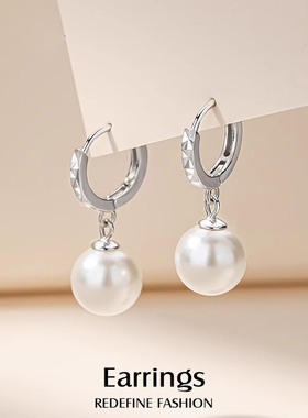 优雅珍珠耳饰纯银耳坠女轻奢小众设计感耳圈2025新款爆款妈妈耳环