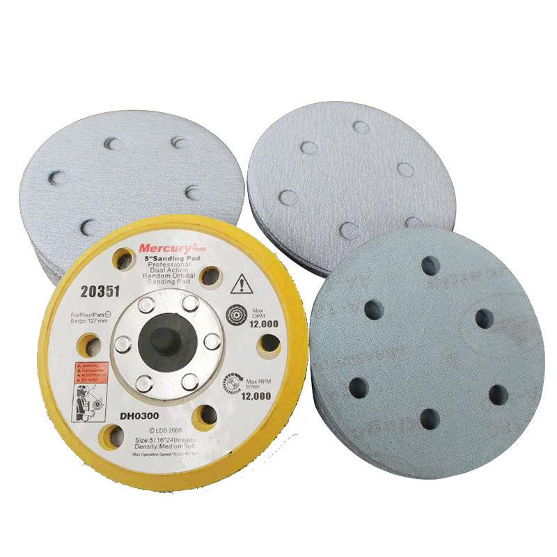 包邮 5寸6孔白砂干磨砂纸片125MM植绒砂纸片气动打磨机用圆盘砂纸,工业油品/胶粘/化学/实验室用品,实验室漏斗,淘宝优惠券,粉丝福利购,淘宝优惠卷