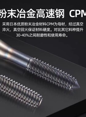 进口ZG粉末冶金CPM左牙粉末挤压丝锥M1M5M8M12UNC2-56 4-40