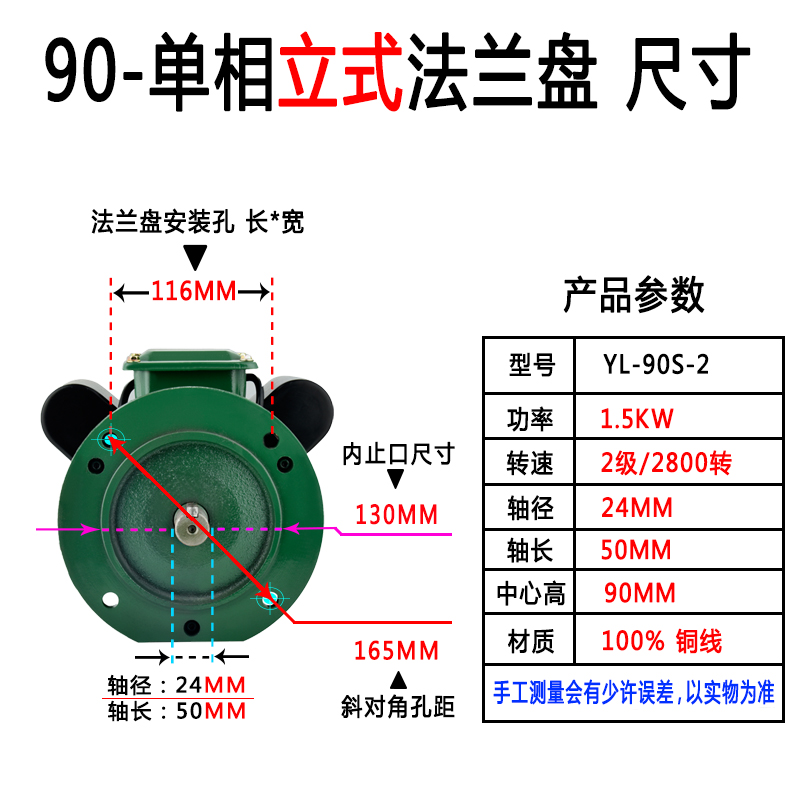 B5单相立式电动机220V0.75/1.1/1.5/3KW千瓦减速铜线电动马达家用