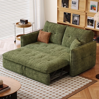中古风沙发床折叠两用2025新款小户型客厅双人可伸缩抽拉可长期睡