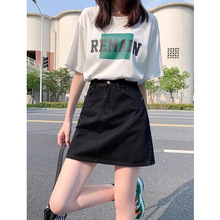 黑色短款半身裙女夏季薄款2025年新款高腰显瘦a字阔腿牛仔短裙子
