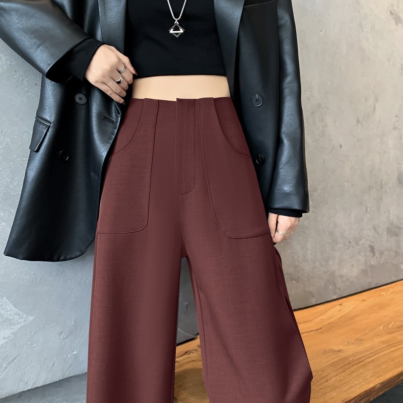 小众百搭高级感西装裤p女秋季2025新款高腰直筒窄版显瘦垂感阔腿