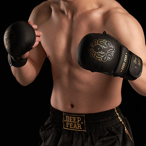 DEEP FEAR馒头拳套MMA综合格斗健身搏击半指拳套泰拳拳击分指手套