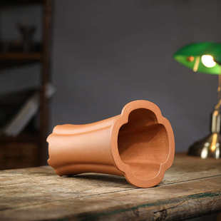 尚扣紫砂 降坡泥海棠口束腰兰花盆 桌面蕙兰寒兰手工透气中式花器