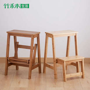 折叠梯凳楠竹家用两步登高凳两用梯椅室内多功能踏板台阶脚踏楼梯