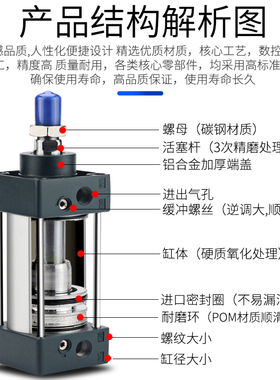 SC标准气缸大推力小型气动SC63X80X100-125/32/40/50X75/100S磁性