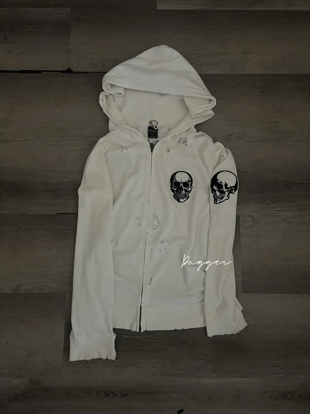 Number Nine Double Skull Hoodie SS04 White Zip-Up - Buy from Taobao, China | Shopme Agent