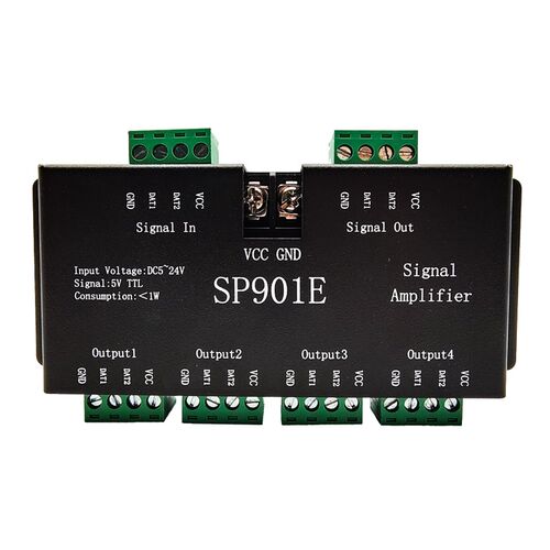 AHC8通道幻彩灯带分控器WS2811/2812B/16703全彩信号同步放大器5V