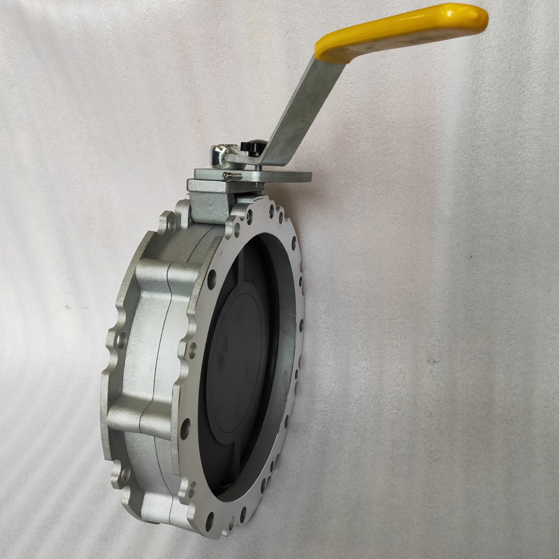 手动法兰蝶阀水泥粉尘末粉料手柄式铸铁板dn300 200 150 100阀门