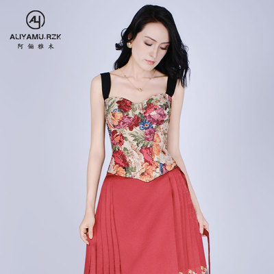 阿俪雅木ALY夏季法式提花塑形显瘦礼服上衣鱼骨胸衣