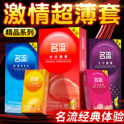 名流避孕套安全套致薄超薄裸入颗粒螺纹002男士专用计生用品猫舌