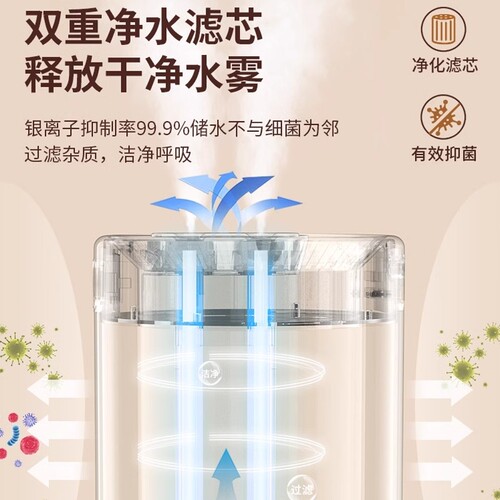 加湿器家用静音卧室2L大雾量办公桌面空气净化小型喷雾器便携室内