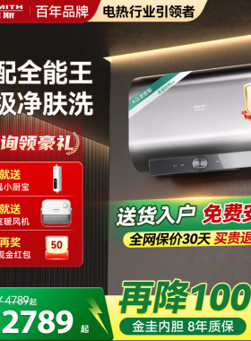 AO史密斯佳尼特电热水器家用金圭扁桶双胆速热一级能效6080升HTD