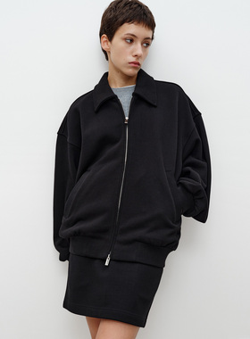 FILGood秋冬新品 黑色翻领外套100棉宽松版型搭配落肩袖 FG03C01