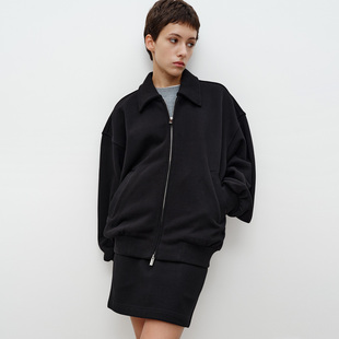 FG03C01 型搭配落肩袖 FILGood秋冬新品 黑色翻领外套100棉宽松版