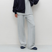 FILGood秋冬新品 型亲肤面料FG03P06 浅花灰白条纹宽松长裤 阔腿版