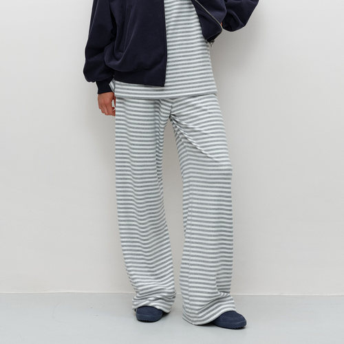 FILGood秋冬新品 浅花灰白条纹宽松长裤 阔腿版型亲肤面料FG03P06