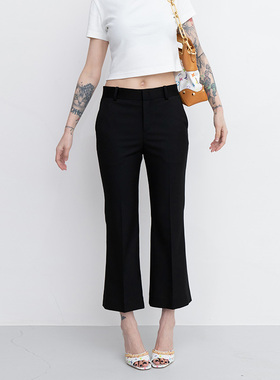 FILGood黑色九分西裤 显瘦单品 微弹面料 通勤时尚FG02P02